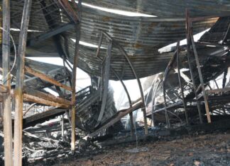 Dormitory destroyed by fire at dawn