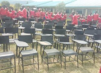 Chairs replace stones at school