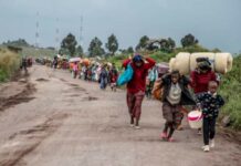 Congolese citizens fleeing war between Congolese forces and M23 rebels in the Democratic Republic of Congo in May 2022. When such conflicts erupt, women and children bear the bigger portion of the brunt. PHOTO/AP.
