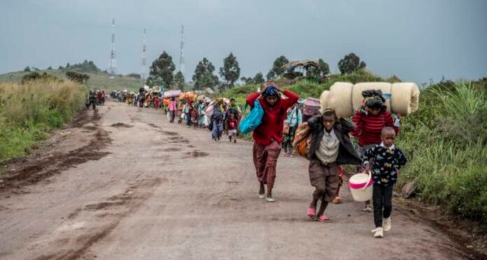Congolese citizens fleeing war between Congolese forces and M23 rebels in the Democratic Republic of Congo in May 2022. When such conflicts erupt, women and children bear the bigger portion of the brunt. PHOTO/AP.