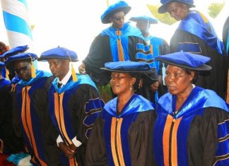 Thousands graduate from Kisii University, urged to chide entitlement A section of the Ph.D. graduands being conferred with the degree by Dr. Bob Ndubi, Kisii University Chancellor, during Kisii University's 11th Graduation Ceremony on December 14, 2022 at the University's Main Campus, Kisii County. The now graduates were urged to serve the society fully, without any sense of entitlement. PHOTO/Kisii University (KSU) Media Team.