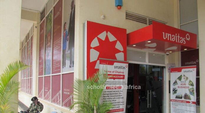 How Unaitas Sacco is upgrading clients’ livelihoods Entrance to the Unaitas Kisii Branch Sacco. The financial facility has been a go-to sacco for farmers, investors, SMEs owners, parents and groups for loans and deposits. PHOTO/Elijah Nyaanga, The Scholar Media Africa.