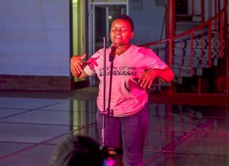 Poetry Queen: Nakanyike’s rise to the pinnacles of free verse Caroline Nakanyike performs on stage in Kampala, a show organized by Christian Poets in Uganda. Since childhood, she has been mastering the art of poetry, oral presentation and public speaking. PHOTO/Courtesy.
