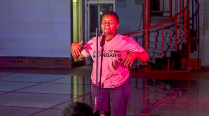 Poetry Queen: Nakanyike’s rise to the pinnacles of free verse Caroline Nakanyike performs on stage in Kampala, a show organized by Christian Poets in Uganda. Since childhood, she has been mastering the art of poetry, oral presentation and public speaking. PHOTO/Courtesy.