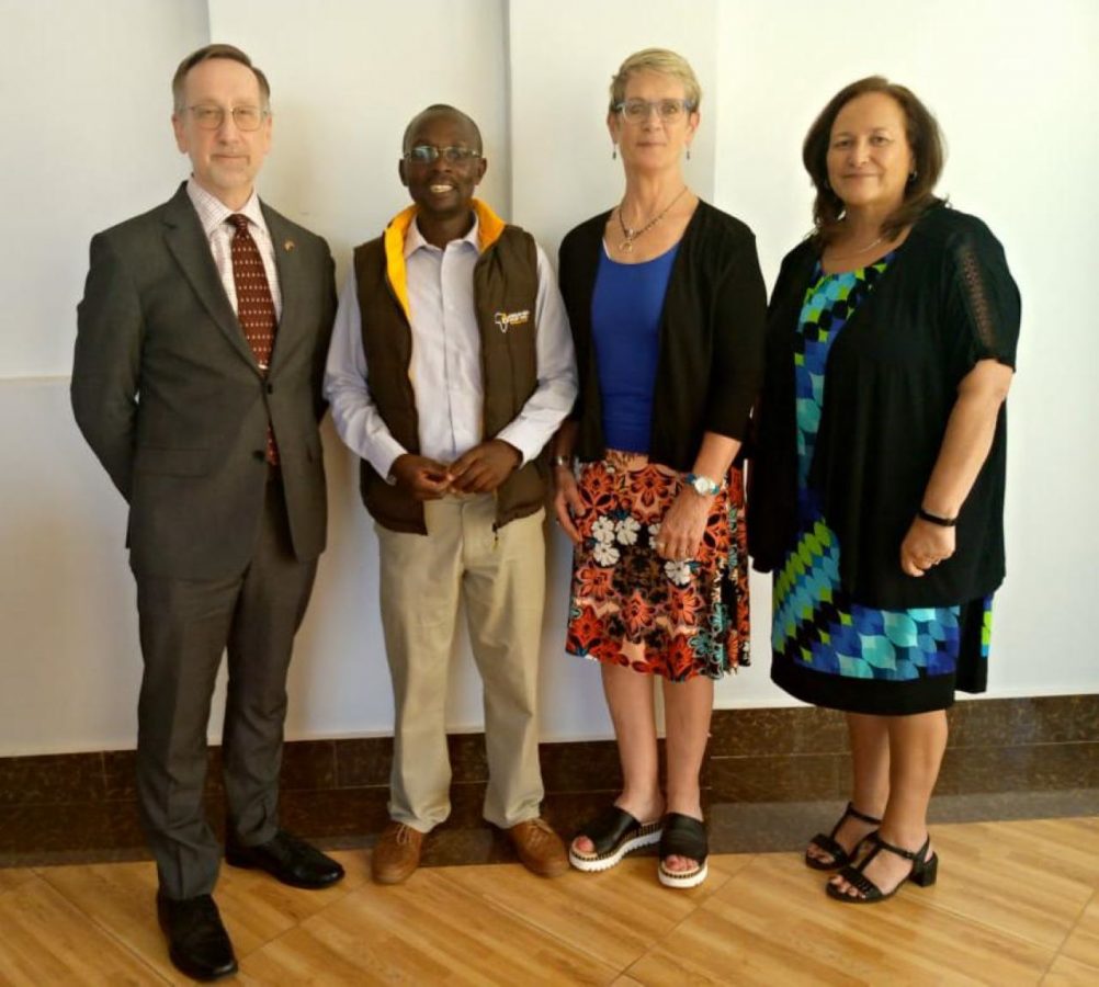 From left: Dr. John Vreyens, Director of Global Initiatives University of Minnesota (UoM), Mr. Elijah Nyaanga. Founder and CEO Scholar Media Africa, Dr. Meredith McQuaid, Assistant Vice President and Dean, International Relations UoM, and Dr. Beverly Durgan, Dean of Extension, UoM, after a meeting. PHOTO/Courtesy.