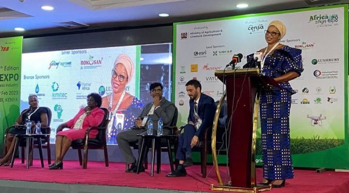 AGRIBUSINESS: Kenya hosts 6th Africa Agri Expo, roots for sustainable agriculture Mariatu Kamara, Country Director and Representative for International Fund for Agricultural Development (IFAD), addresses delegates during the AAE2023 at KICC, Nairobi. PHOTO/Courtesy.