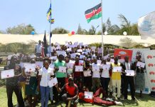 Digital literacy graduands posing for a group photo at Ches Bay Resort in Port Victoria Budalangi Constituency Busia County after their graduation recently. They say the six-week training was a life-changer. PHOTO/Courtesy.
