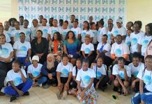Participants, organizers, speakers and panelists pose for a group photo after a Women Techmakers event on March 11, 2023 at Kisii University. PHOTO/Paul Isendi, Kisii University (KSU) Media.