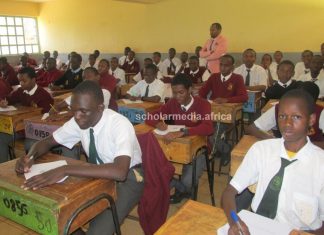 How award-winning Chief Principal is transforming Dagoretti High School Form Two Purple students of Dagoretti High School, an extra-county school in Nairobi, doing their examinations, supervised by Mr. Moses Mutinda. PHOTO/Tebby Otieno, Scholar Media Africa.