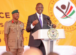 Elbow room for public service interns as president scales up numbers President William Ruto addressing the audience during the public launch of the 2021-2022 report of state of compliance of PSC to constitutional guidelines. PHOTO/Public Service Commission.