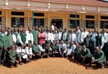 Students of St. Mary's Ukwala High School Journalism and Book Club and their patrons pose for a photo after journalism competitions recently. PHOTO/ Bonface Otieno, Scholar Media Africa.