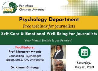 HEALTH: Journalists’ too need self-care and emotional well-being An e-poster with information about the webinar. E-POSTER/PAC University.