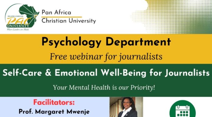 HEALTH: Journalists’ too need self-care and emotional well-being An e-poster with information about the webinar. E-POSTER/PAC University.