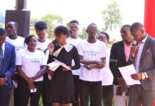 Some of the young innovators explain about their projects during the Youth Empowerment Summit at Kisii University on May 12, 2023. The event was planned by Kisii County University and Colleges Student Association. PHOTO/Boaz Khuteka, Scholar Media Africa.