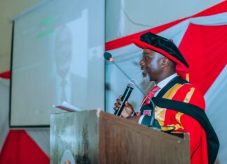 AMIU’s Vice Chancellor epitomizes expertise during professorial lecture Prof. Joachim Osur, Vice Chancellor, Amref International University, presenting his inaugural professorial lecture at Amref International University (AMIU) on May, 12, 2023. PHOTO/AMIU.