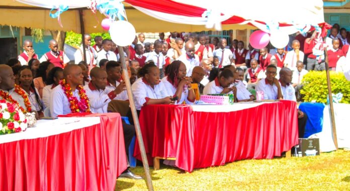 Staff, stakeholders and invited guests follow proceedings during the celebrations at St. Patrick's Day Secondary School Mosocho on April 19, 2023. PHOTO/Courtesy.