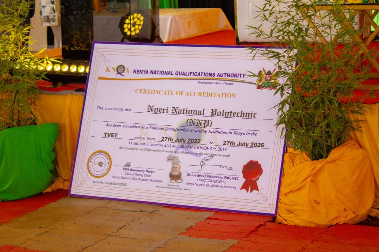 The certificate wields the power for the institution to award qualification to the trainees after CBS training program. PHOTO/Courtesy. 