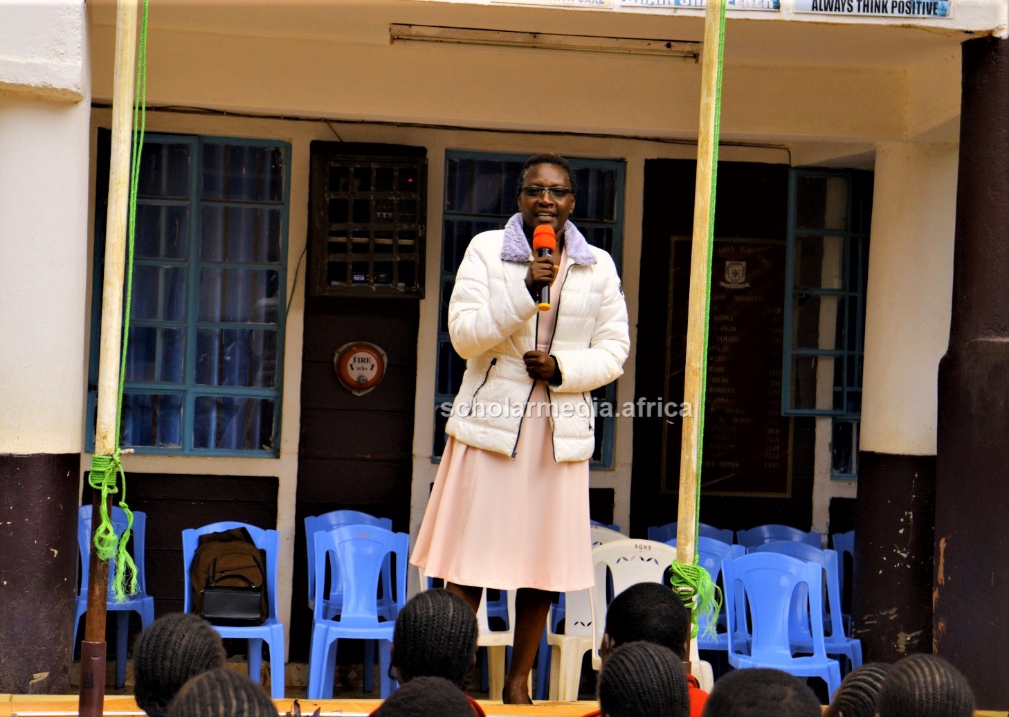 Dr. Stellah Omari, the guest speaker, advising the students. PHOTO/Josephat Nehemiah, Scholar Media Africa. 