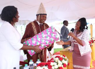 A Decade Later: Kisii University’s founding VC exits, opens new chapter Prof. John Akama and wife, Dr. Mallion Onyambu, receive a gift from Vicky Nyaboke (right) during a farewell party to mark the end of Prof. Akama's tenure as Vice Chancellor, Kisii University. PHOTO/Josephat Nehemiah, Scholar Media Africa.