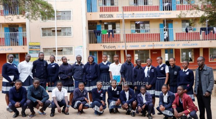 Braced for Excellence: Mwongori High School on the road to limelight A section of the Journalism Club members and their Patron, Cosmas Nyabuti (far right), pose for a photo after a session with Scholar Media Africa team. Beyond promoting academic excellence, Mwongori High School has been keen in identifying and nurturing talent. PHOTO/Dan Nyamanga, Scholar Media Africa.