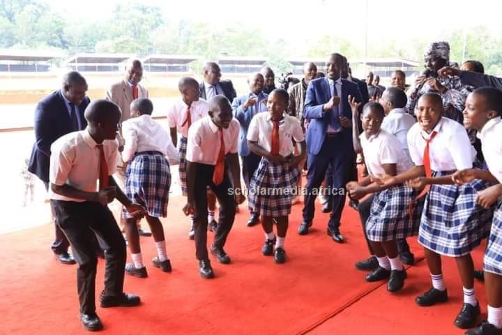 Masongo Mixed Secondary School students entertaining the governor and his team. PHOTO/Samuel Okerosi, Scholar Media Africa. 