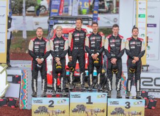 How WRC Safari Rally, Talanta Hela collaboration impacted vendors’ lives Overall winners of the WRC Safari Rally 2023 held in Kenya from June 22 to 25, 2023. Sébastien Ogier and his navigator Vincent Landais (Position 1); Kajetan Kajetanowicz and Maciej Szczepaniak (Position 2) and Diego Dominguez Jr. and Rogelio Peñate (Position 3), after the race. PHOTO/Courtesy.