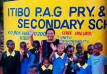 Edinah Kangwana MBS, MHC., having a light moment with pupils at Itibo P.A.G Primary and Junior Secondary School recently. As a mental health and wellness champion, she has been on a mission to empower young people on matters mental health, personal development and related matters of interest. PHOTO/Courtesy.