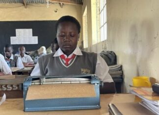 Craving Help: Plight of visually impaired learners at Kibos Special School A visually impaired girl using a braille. Brailles and reading orbits are very expensive, yet the basic tools learners with visual impairment require, among other assistive tools, for their education. PHOTO/Courtesy.