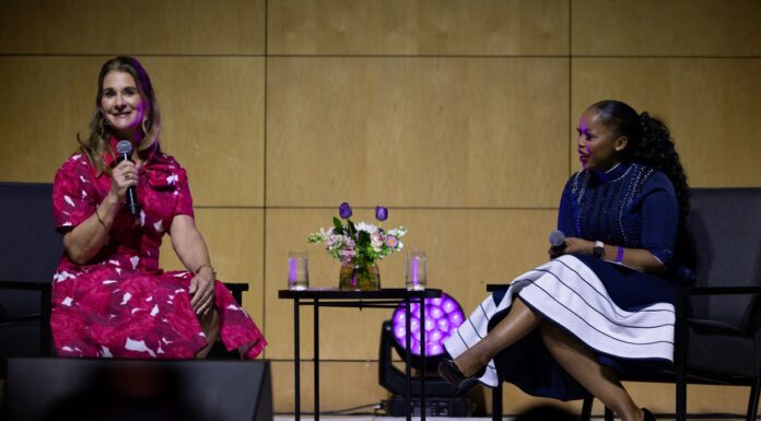 Empowering Women for Lasting Peace: Insights from Desmond Tutu Legacy Foundation event Melinda French Gates (left), philanthropist, global advocate for women and girls and co-founder of Bill and Melinda Gates Foundation and Nozipho Tshabalala, (right) CEO of Conversation Strategists and Global moderator during the 13th Desmond Tutu Peace Conferences. PHOTO/DTLF.