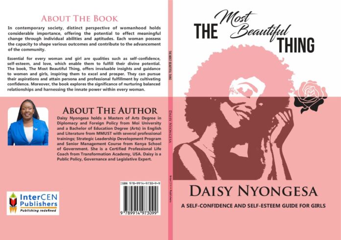 Cover and blurb of The Most Beautiful Thing book by Daisy Nyongesa. COVER DESIGN/InterCEN Publishers.