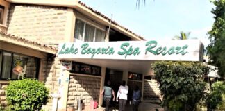 The jewel of Rift Valley Inscription of the Lake Bogoria Spa and Resort name at the main entrance to the customer care desk in Loboi Location Marigat sub-county, Baringo County. PHOTO/Janet Kiriswo, Scholar Media Africa.