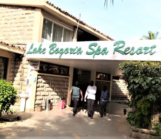 The jewel of Rift Valley Inscription of the Lake Bogoria Spa and Resort name at the main entrance to the customer care desk in Loboi Location Marigat sub-county, Baringo County. PHOTO/Janet Kiriswo, Scholar Media Africa.