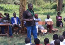 Toroitich Yegon, CEO iSAHARA Centre Publishers, during a mentorship session at Chemasis Secondary School recently. PHOTO/Janet Kiriswo, Scholar Media Africa.