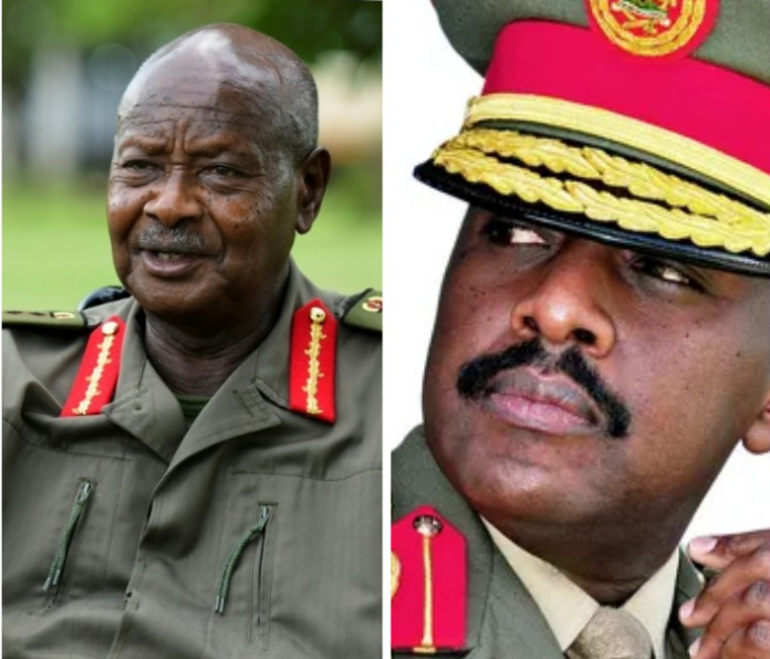 Uganda's President Yoweri Museveni and his son, Gen. Muhoozi Kainerugaba.